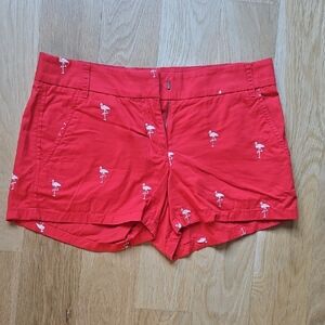 J. Crew Red Flamingo Print Chino Women's Shorts